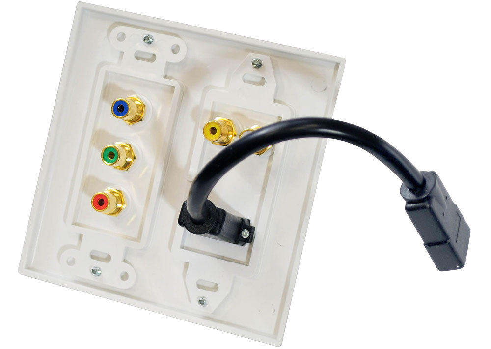 Dual HDMI + 2 RCA + 3 RCA Wall Plate with Back Box - High-Quality AV Wall Plate for Home Theater & Audio Video Installation - Perfect for Living Room, Home Theater & Office Setup