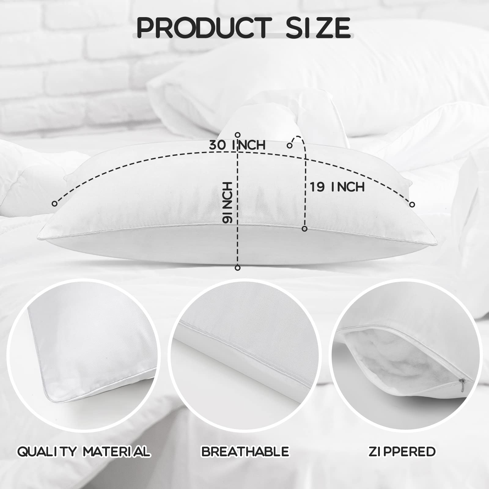 Macarrie 20-Pack Queen Pillows for Sleeping - Hotel Quality, Machine Washable (30x20 Inches) - Ideal for Stomach, Back & Side Sleepers