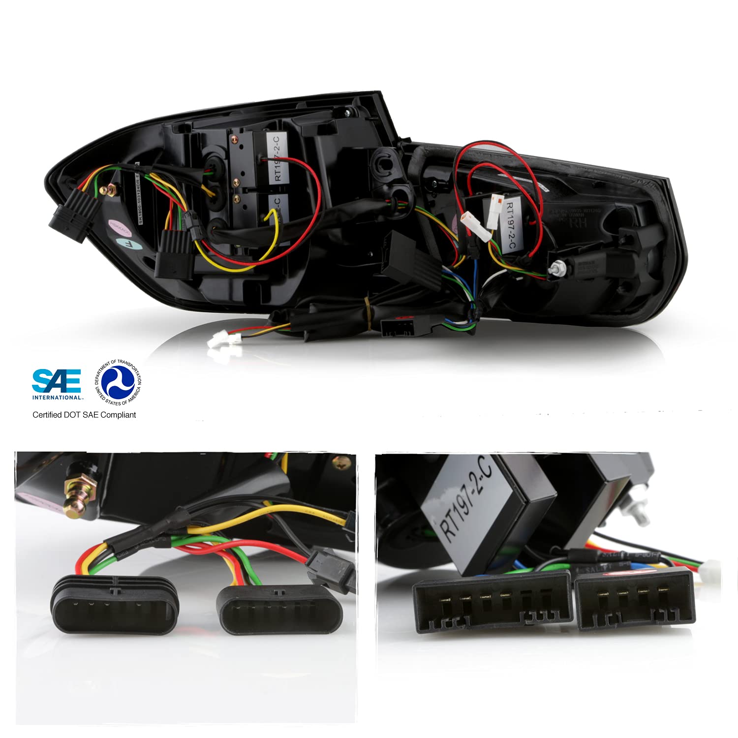 AKKON Full LED Black Tail Brake Lights Pair for 2012-2015 BMW F30 3-Series 4-Door Sedan - Sequential Turn Signal & Reverse Lamp | Upgrade Car Lighting for Night Driving Safety