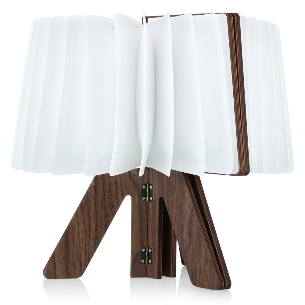 JIAN YA NA Wooden Book Lamp for Kids - Folding LED Night Light, R Shape Book Light, USB Rechargeable Desk & Wall Magnetic Lamp - Perfect for Bedtime Reading, Study, and Nursery Decor