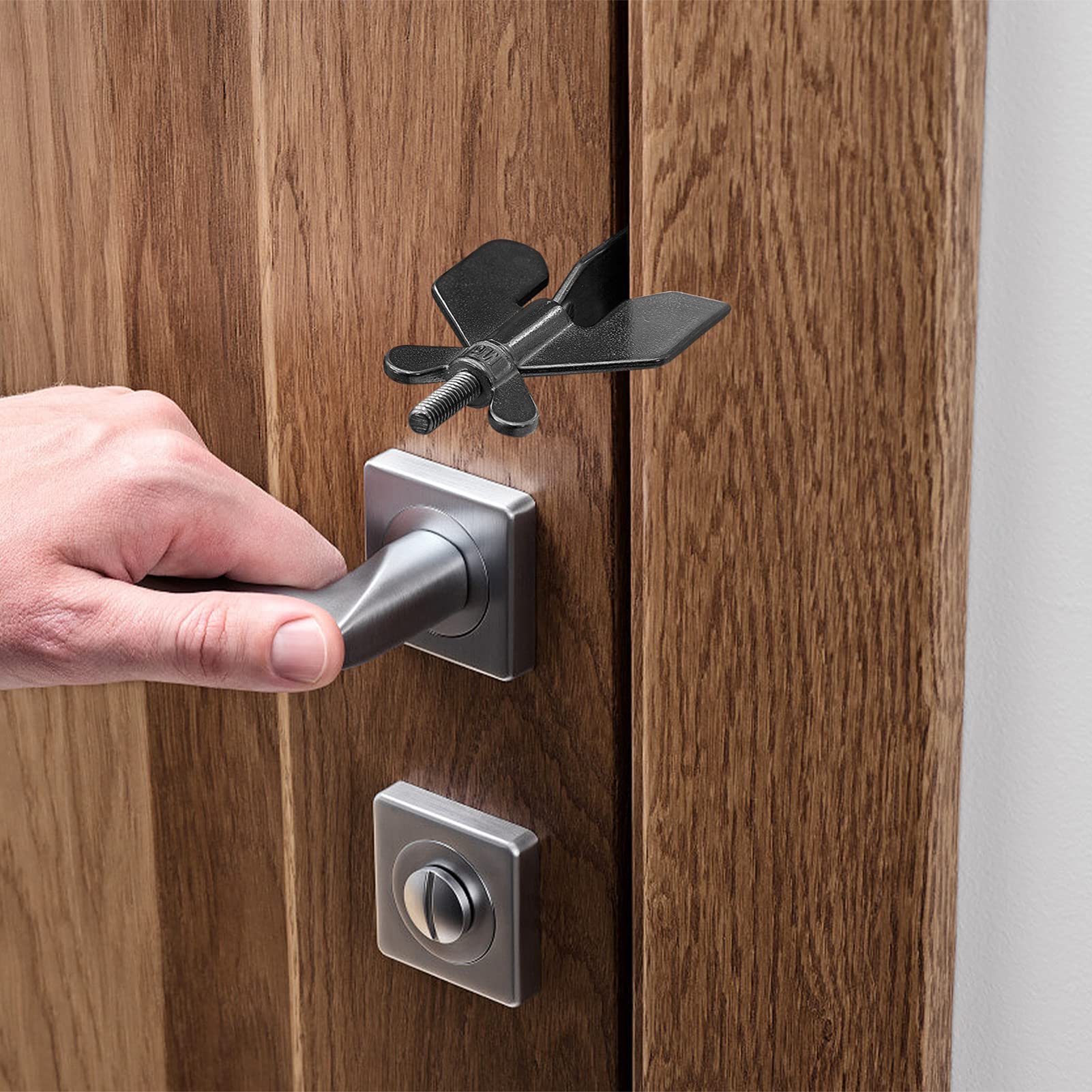 Portable Door Lock - Stainless Steel Travel Door Lock for Home, Hotel & Apartment Security - Privacy Door Locker Device for Enhanced Safety - Perfect for Travel, Airbnb & Personal Space Protection (Black)