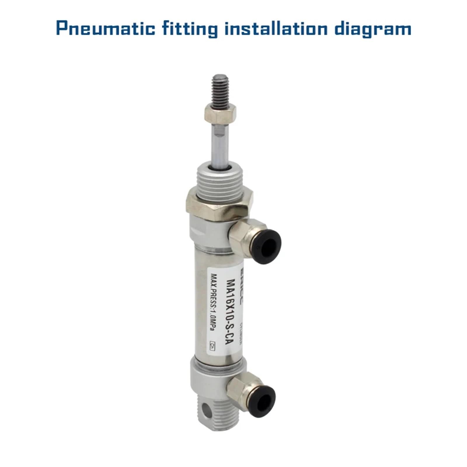 MA25 Series Mini Air Cylinder - 25mm Bore, 10-300mm Stroke, Double Action, Round Design with Built-in Magnet (MA25X100S-CA) - Ideal for Automation, Robotics, and Small Machinery Applications