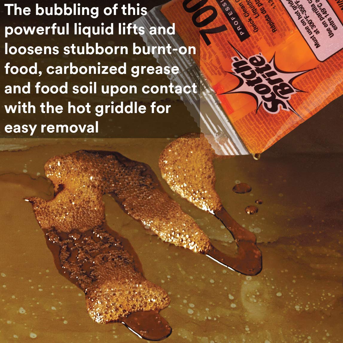 3M Scotch-Brite Heavy Duty Griddle Cleaner - Quick Clean Liquid 700-40 (3.2 Oz, 40-Pack) - Removes Baked-On Food & Cooking Oils in 3-5 Minutes - Safe for Hot or Cool Griddles - Perfect for Restaurants, Food Trucks & Home Kitchen Cleaning