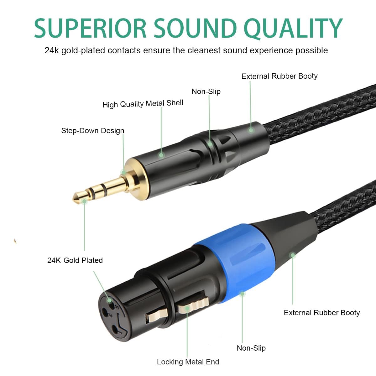 Professional XLR to 3.5mm Cable - Female XLR to 1/8