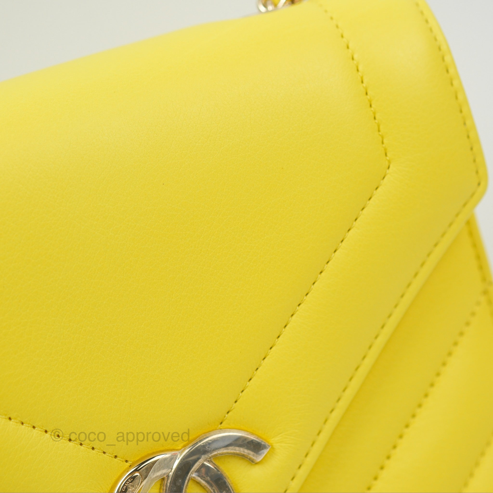 Chanel Chevron Square Envelope Flap Bag in Yellow - 19C Collection | Luxury Crossbody Bag for Women, Perfect for Parties & Evening Events