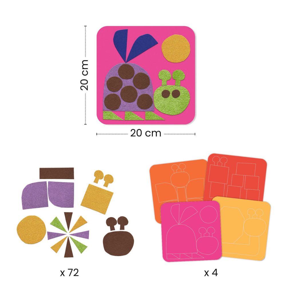 Djeco Felt Pictures - Fuzzy Felt Animal Craft Kit for Kids | Creative DIY Art Activity for Children | Perfect for Home, Classroom & Birthday Party Activities