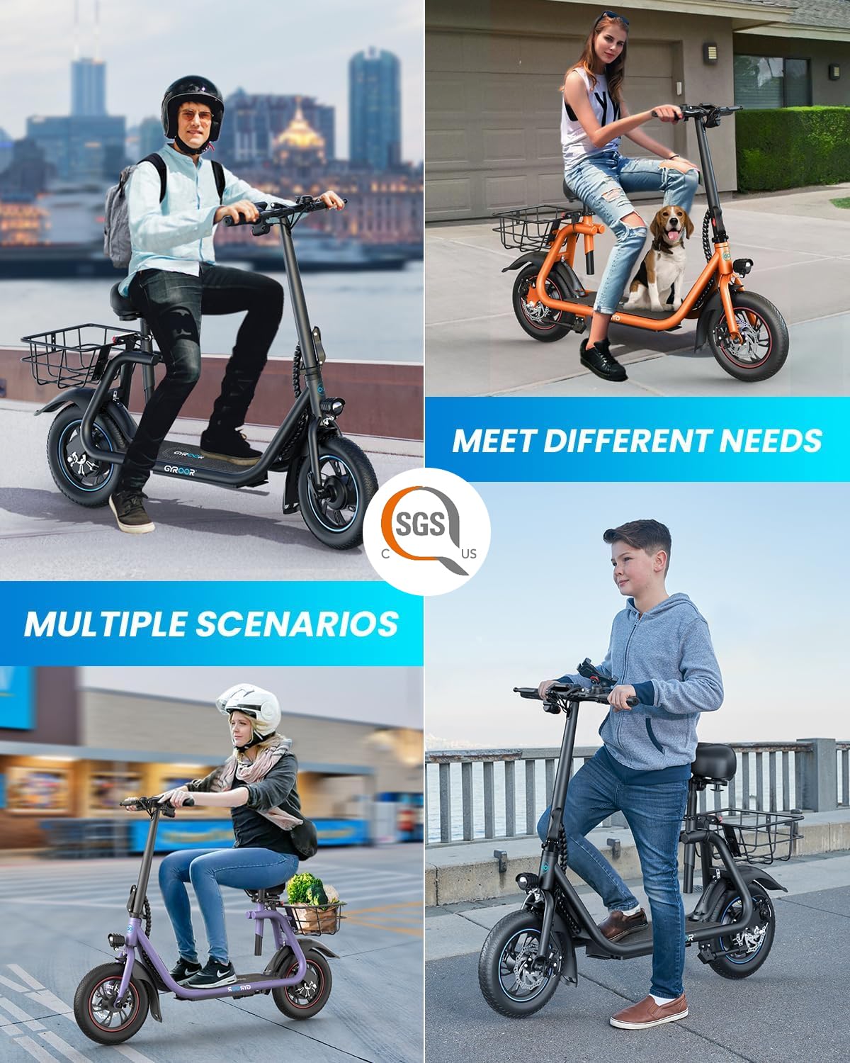 Gyroor Electric Scooter for Adults - 450W Motor, 20-25 Miles Range, 15.5-18.6 MPH Speed, LCD Display, with Basket - Perfect for Commuting, Campus Travel & Urban Exploration