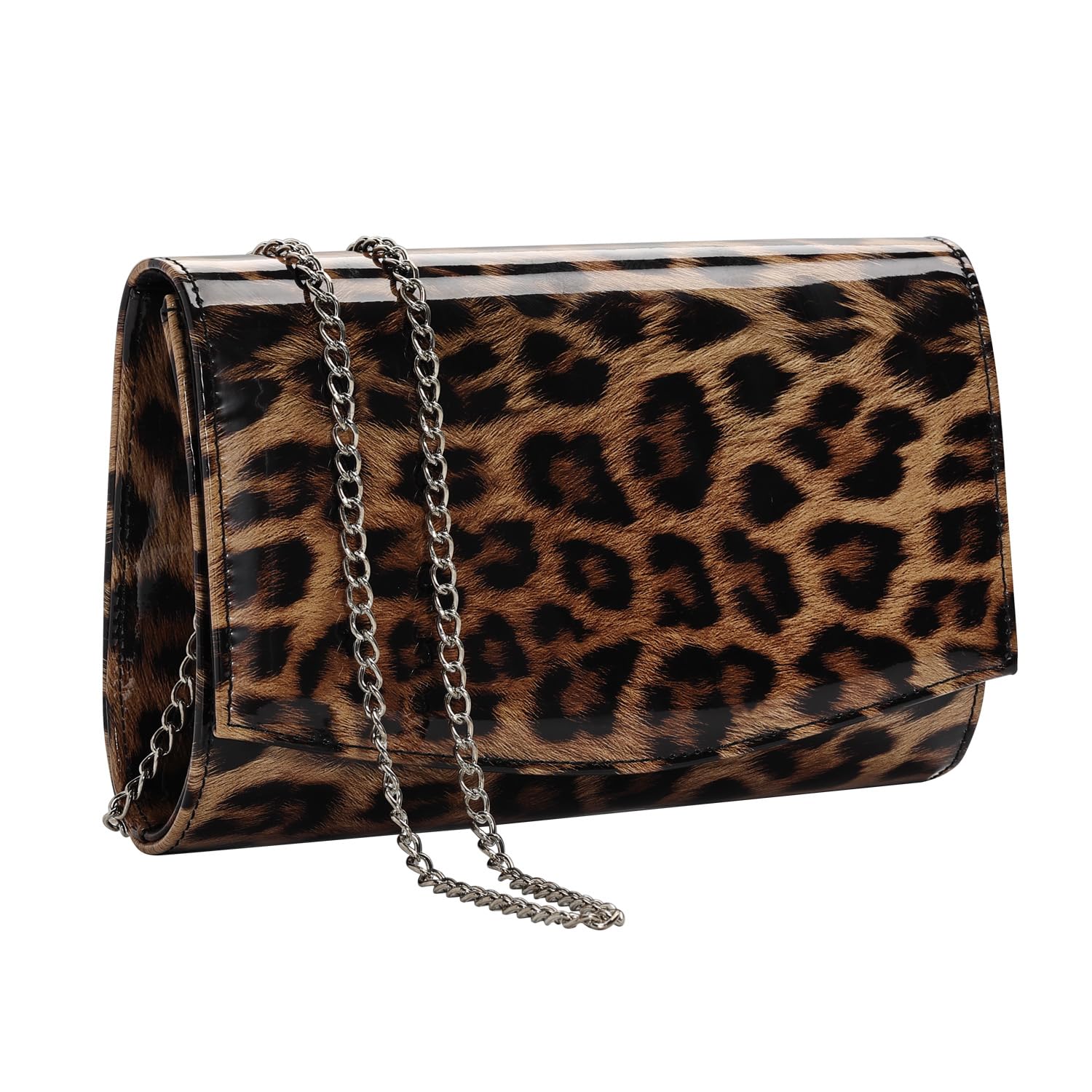 WALLYN'S Women's Patent Leather Wallet - Fashion Clutch Purse & Evening Handbag - Solid Color Crossbody Bag for Parties, Dinner Dates & Special Occasions