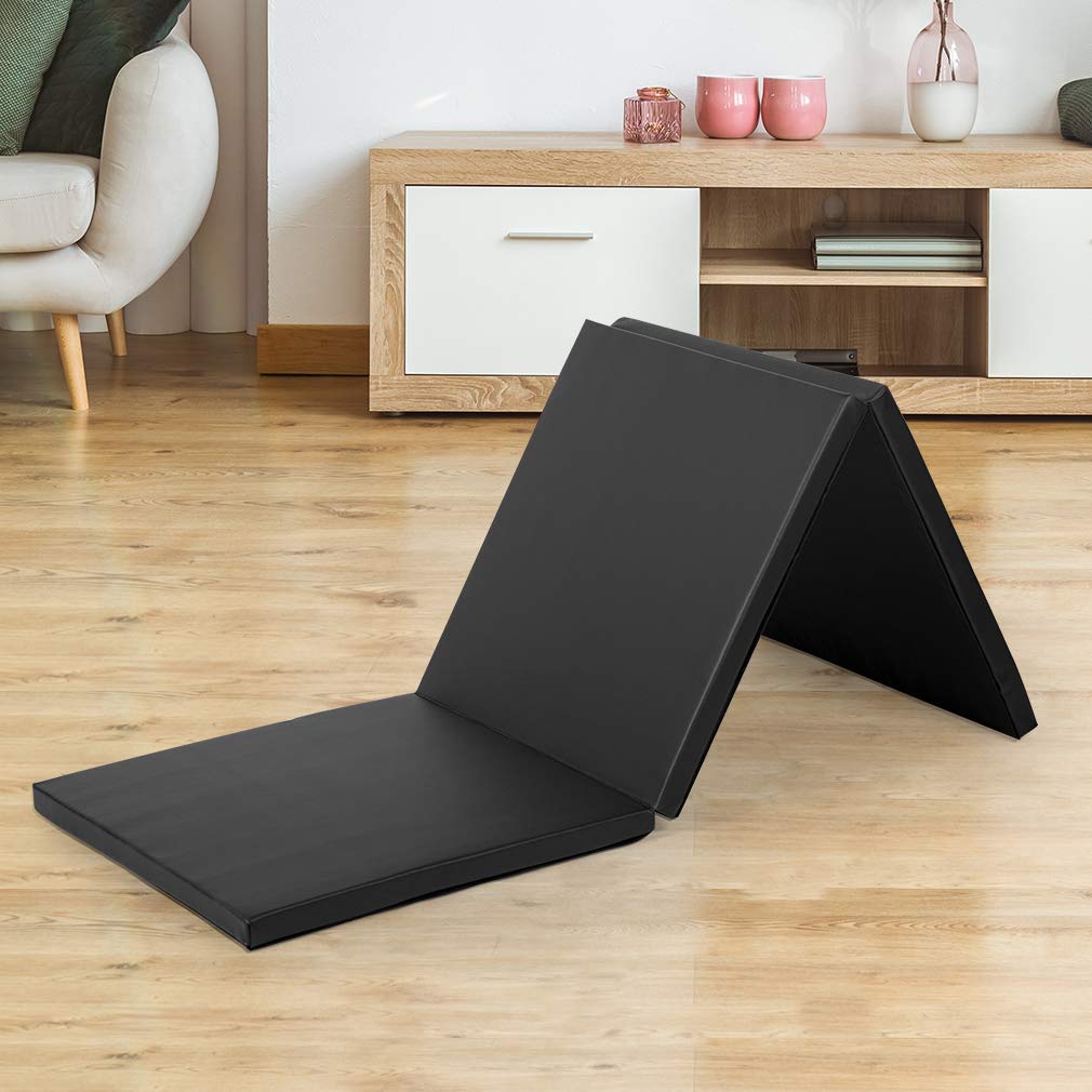 Premium 2-Inch Thick PU Leather Yoga Mat - Non-Slip Exercise Mat for Gymnastics, Pilates & Home Workouts | Folding Design with Carrying Handles | Ideal for Yoga Studios, Gyms & Home Fitness