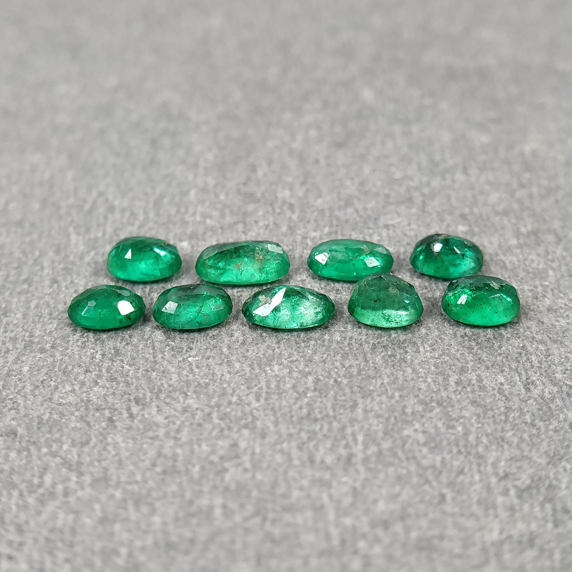 Natural Untreated Unheated Emerald Gemstone Oval Cut - 1.64cts (4x3mm & 5x3mm, 9pcs) for Jewelry Making, Engagement Rings & Fine Collections