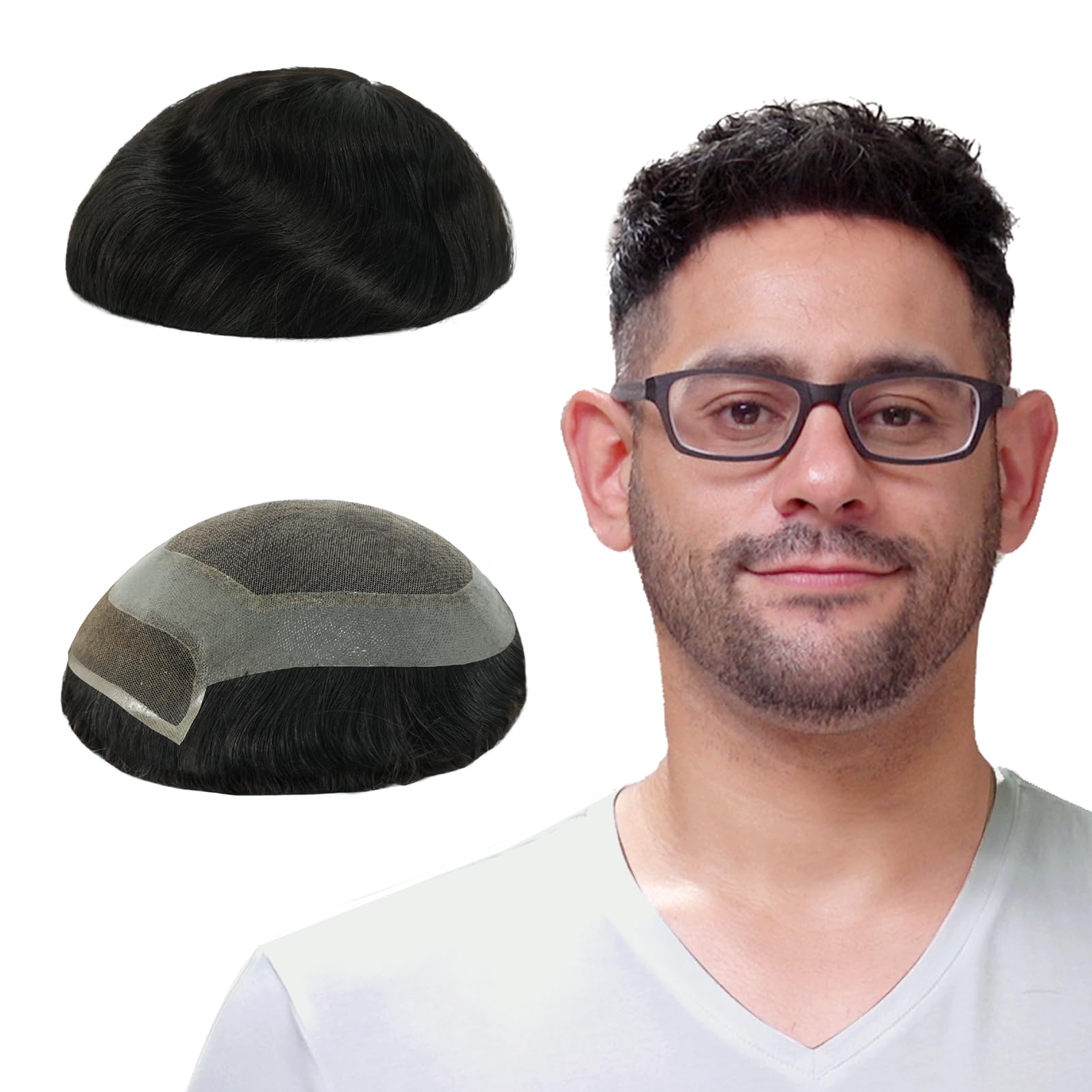 Lordhair Natural Human Hair Toupee for Men - French Lace Front Hairpiece with Skin Perimeter & Undetectable Hairline | Perfect for Daily Wear, Special Occasions & Hair Loss Solutions