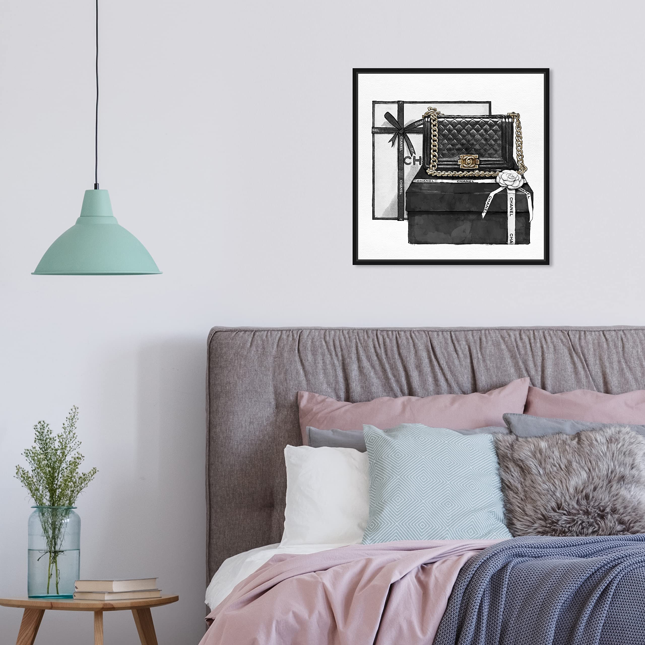 Oliver Gal Artist Co. Fashion & Glam Wall Art Canvas - Handbags Framed Print 16x16 Inch Black White - Perfect for Living Room, Bedroom & Office Decor
