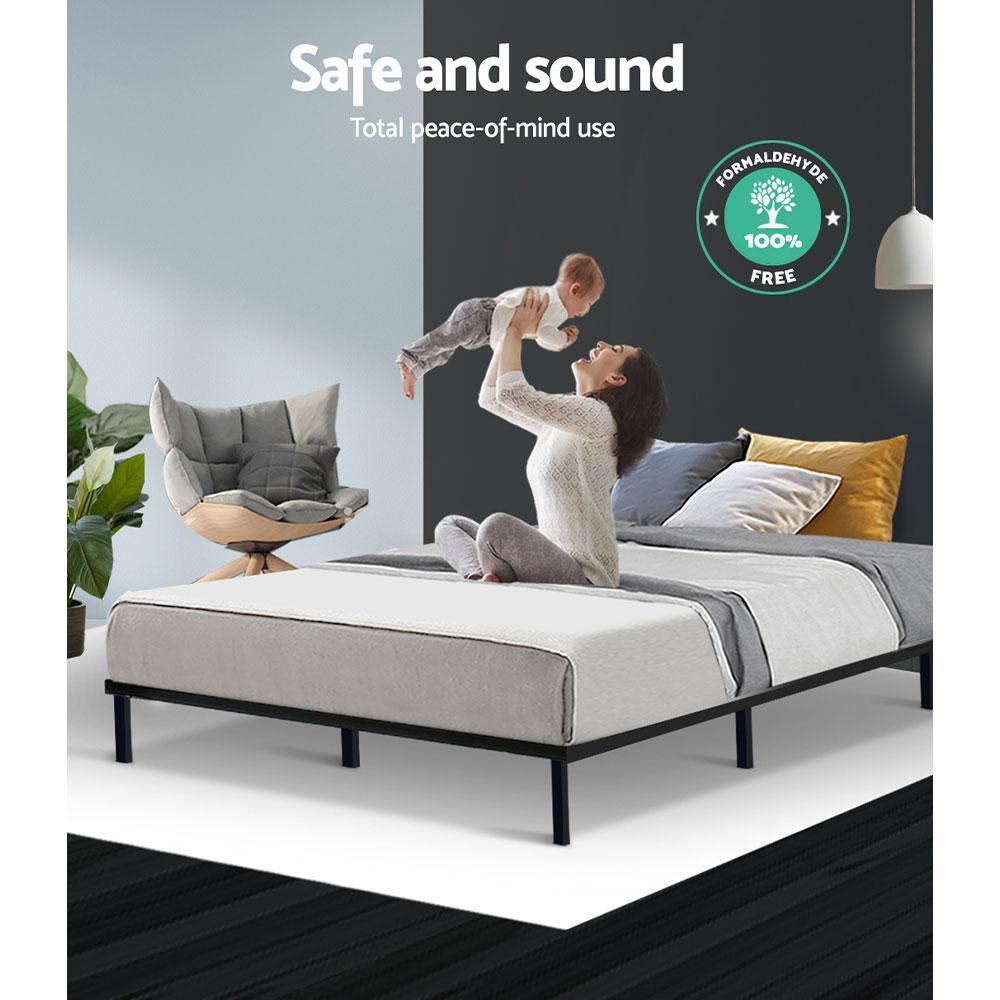 Premium Double Package Ted Metal Bed Frame with Black & Gray Bonnell Spring Mattress - Medium Firm Support for Ultimate Comfort | Ideal for Master Bedrooms, Guest Rooms & Dormitories
