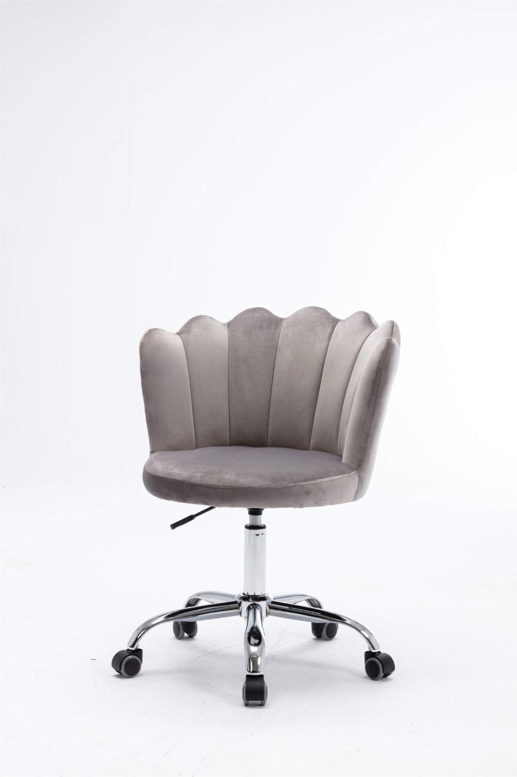 Ergonomic Velvet Swivel Office Chair with Adjustable Height & Metal Base - Modern Home Office Desk Chair for Work, Study, or Dressing Room - Comfortable Upholstered Task Chair in Gray
