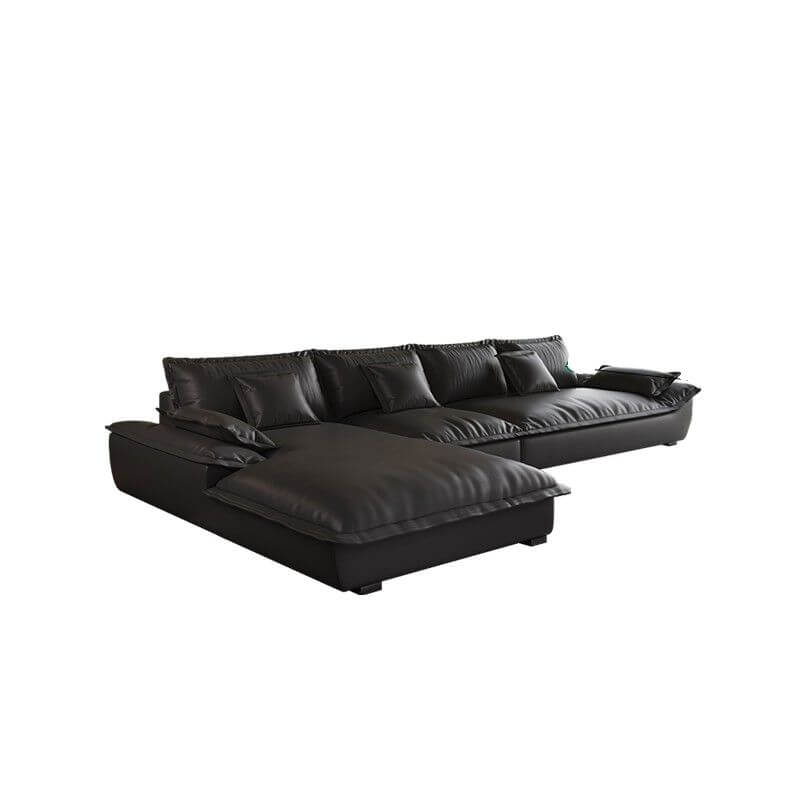 Modern L-Shaped Sectional Sofa with Chaise Lounge in Black - Sturdy Concealed Support - Perfect for Living Room, Home Theater, and Small Spaces