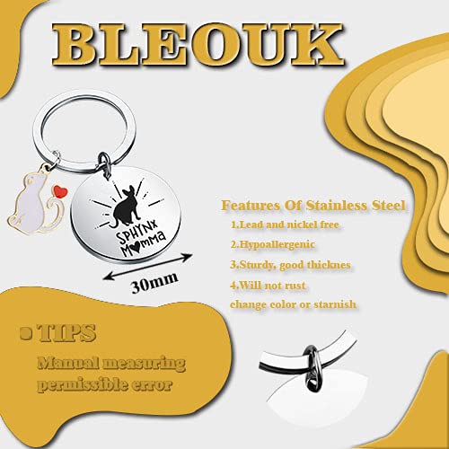 BLEOUK Sphynx Cat Keychain - Unique Hairless Cat Lover Gift for Women | Perfect for Cat Enthusiasts, Keyring Accessories & Pet-Themed Gifts