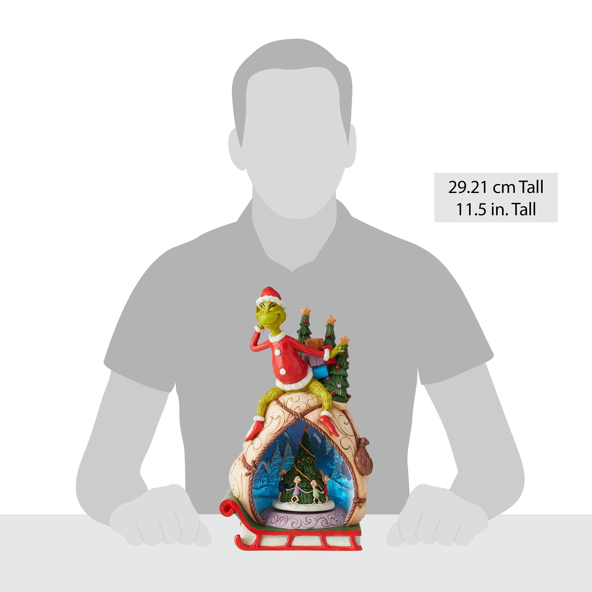 Grinch with Lighted Rotatable Scene - Christmas Decoration for Home, Party & Holiday Decor