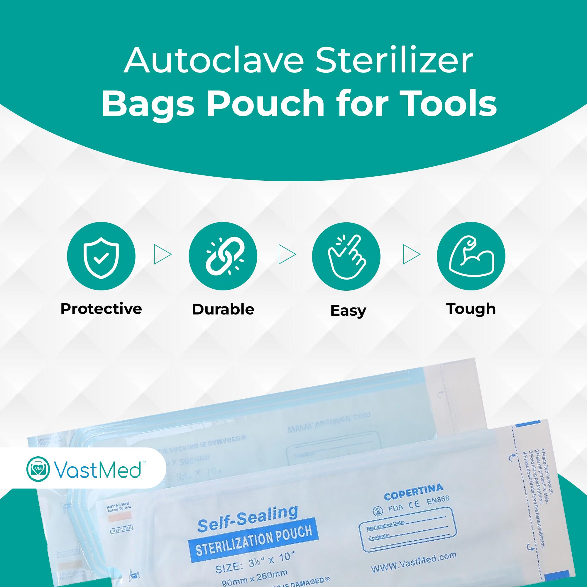 200PCs Self Seal Sterilization Pouches 3.5