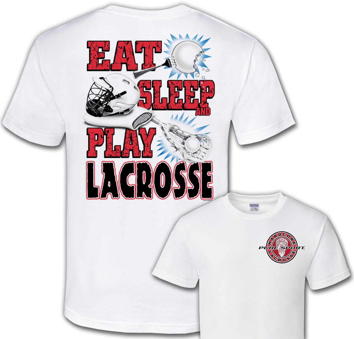 Lacrosse T-Shirt for Men & Women - Eat Sleep Play Lacrosse Design - Comfortable Cotton Tee for Training, Games & Fan Gear