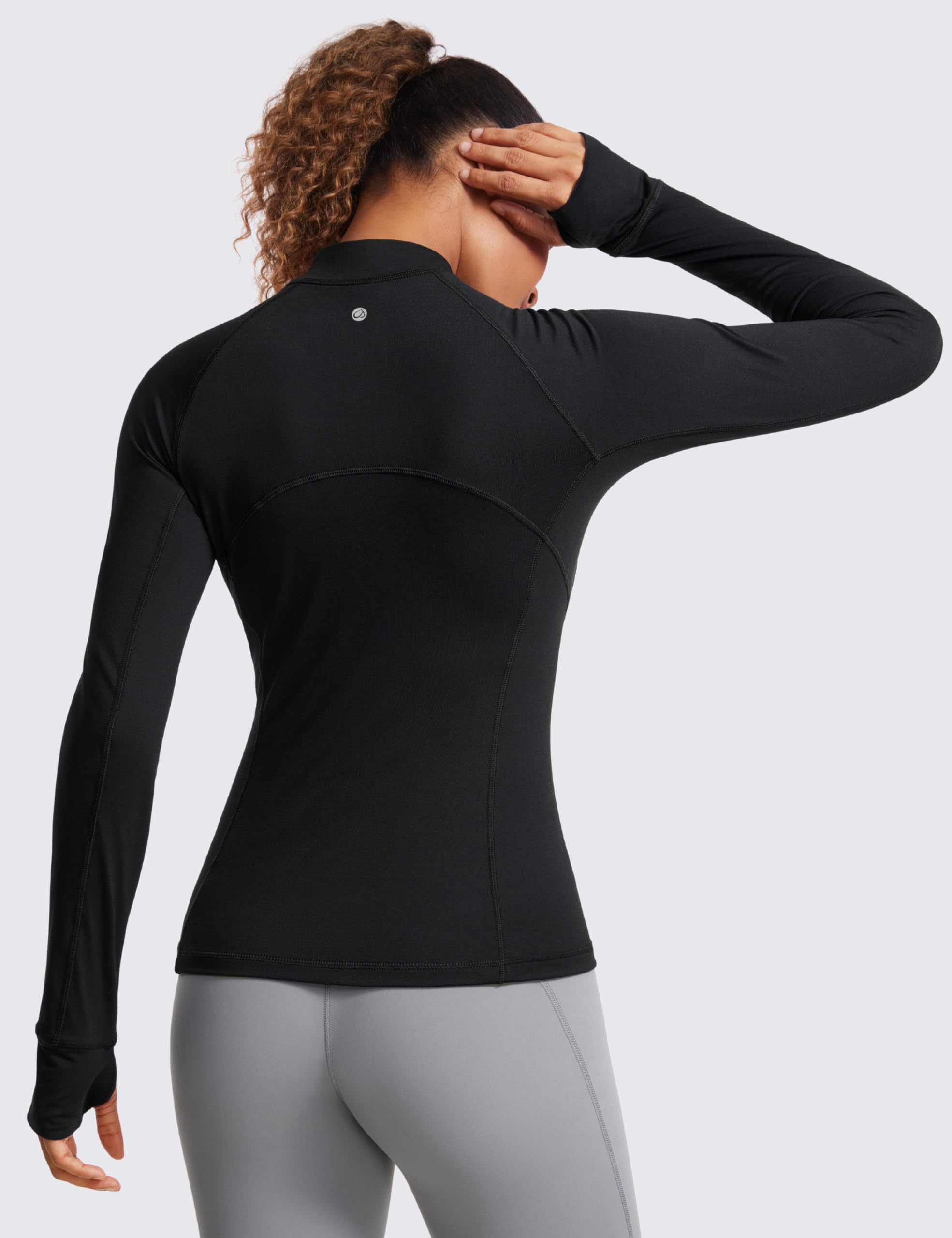 CRZ YOGA Women's Half Zip Long Sleeve Pullover - Slim Fit Workout & Yoga Athletic Top with Thumbholes - Perfect for Gym, Running, Pilates and Outdoor Activities