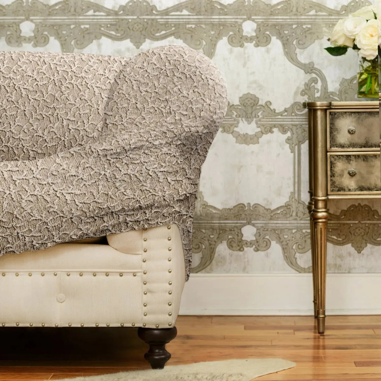 4-Seater Jacquard 3D Sofa Slipcover - Stretchable Furniture Protector for Living Room, Bedroom & Office - Easy Washable Couch Cover for Home Decor
