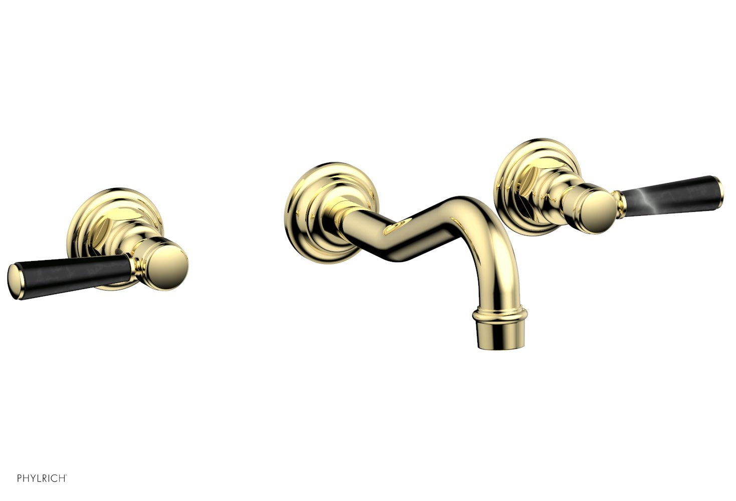 HENRI Wall Mounted Tub Faucet Set with Marble Lever Handles - 161 58 - Perfect for Modern Bathroom Renovations & Spa-Like Showower Experiences