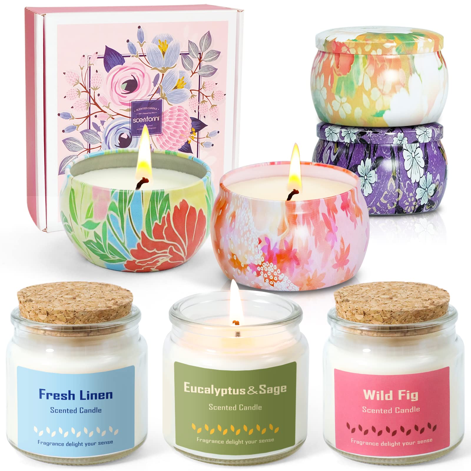 Floral & Yogurt Scented Candles Gift Set - 20.5oz Aromatherapy Jar Candles for Home, Christmas Decor & Relaxation | Perfect for Holidays, Spa Nights & Romantic Ambiance