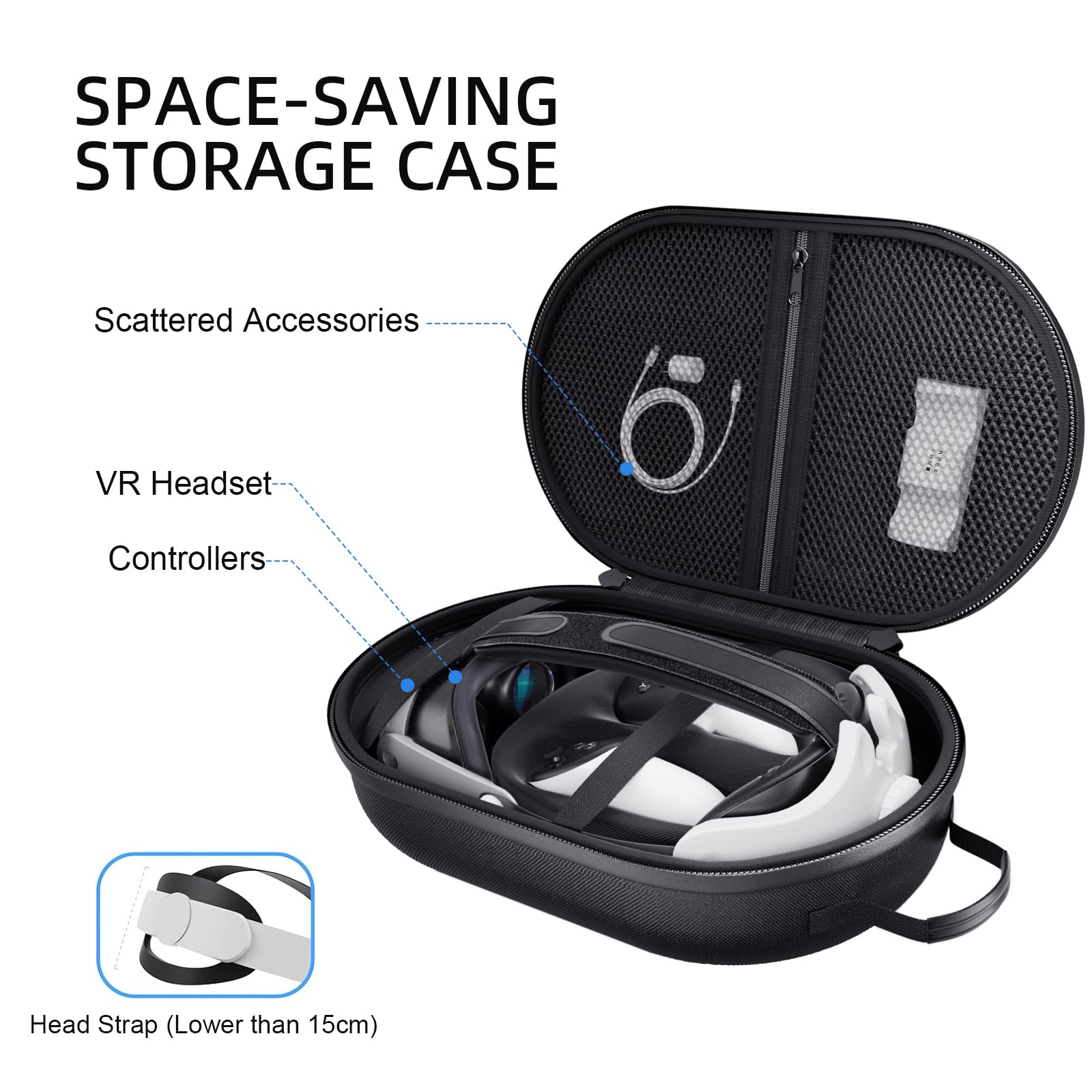 APEXINNO Large VR Carrying Case for Meta Quest 3S/3/2 & Oculus Quest 3S/3/2 Headset - Protective Storage Bag for Elite Strap, Controllers & Accessories | Perfect for Travel, Home Organization & VR Gaming Protection