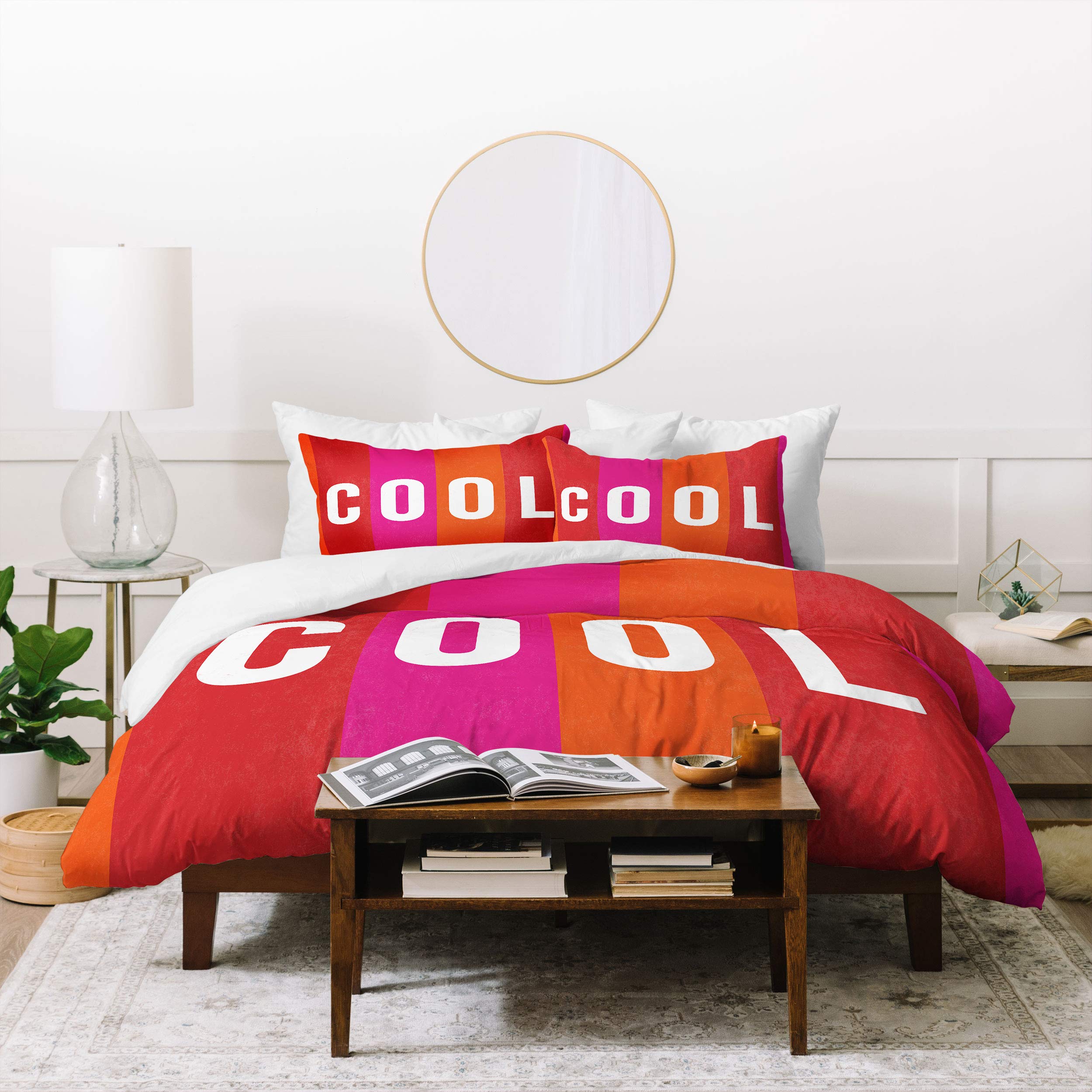Julia Walck Cool Type On Warm Colors Pillowcase & Comforter Set with Pillow Sham - Twin/XL Size - Modern Geometric Bedding for Dorm, Apartment & Guest Room Decor