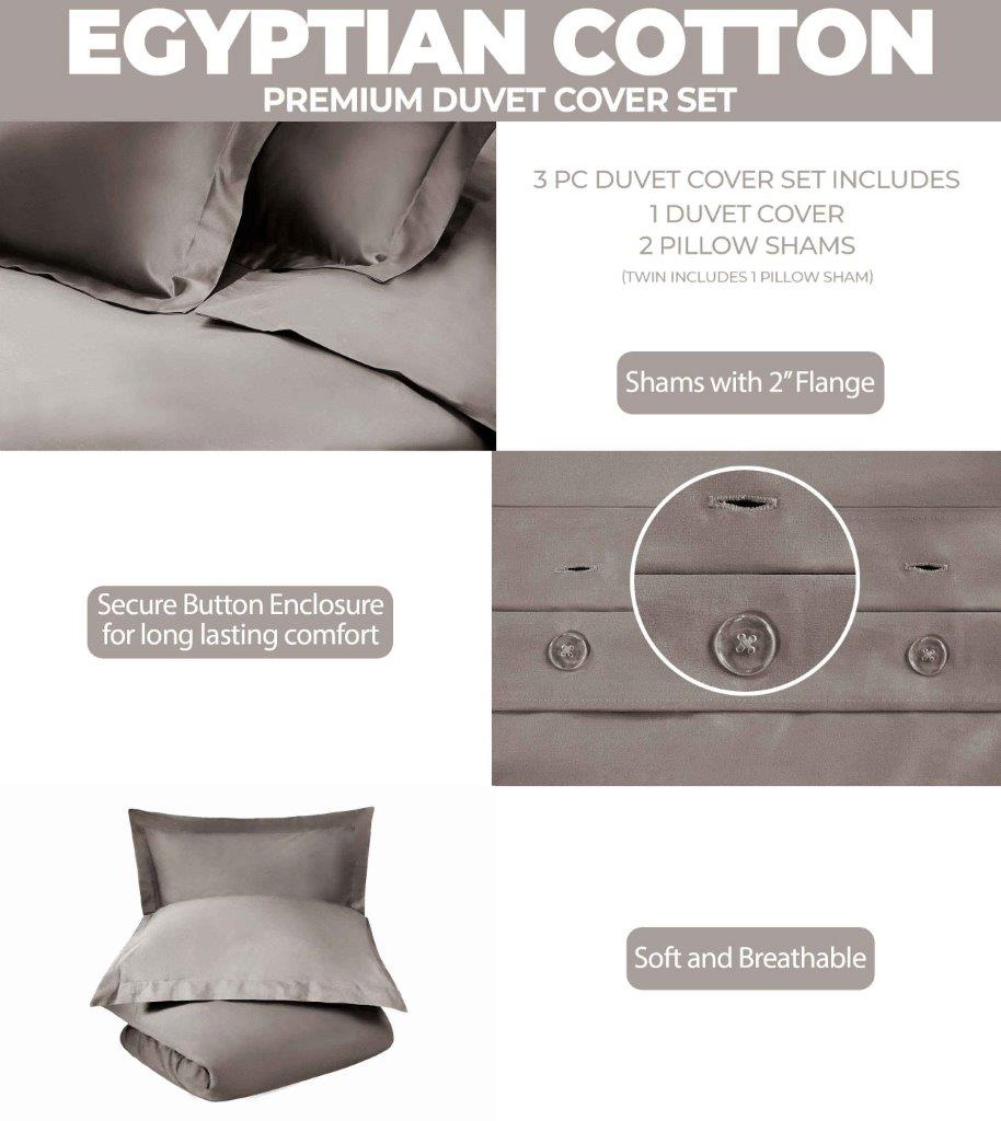 Premium 100% Egyptian Cotton Duvet Cover Set - 300 Thread Count, Breathable & Soft Bedding for All Seasons - Perfect for Master Bedroom, Guest Room & Luxury Hotels