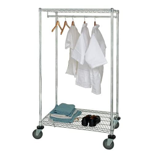 Heavy Duty Metal Garment Rack with Wheels - Freestanding Clothes Hanging Organizer for Closet, Bedroom, Laundry Room & Storage - Adjustable Rolling Clothing Rack for Home, Office & Commercial Use