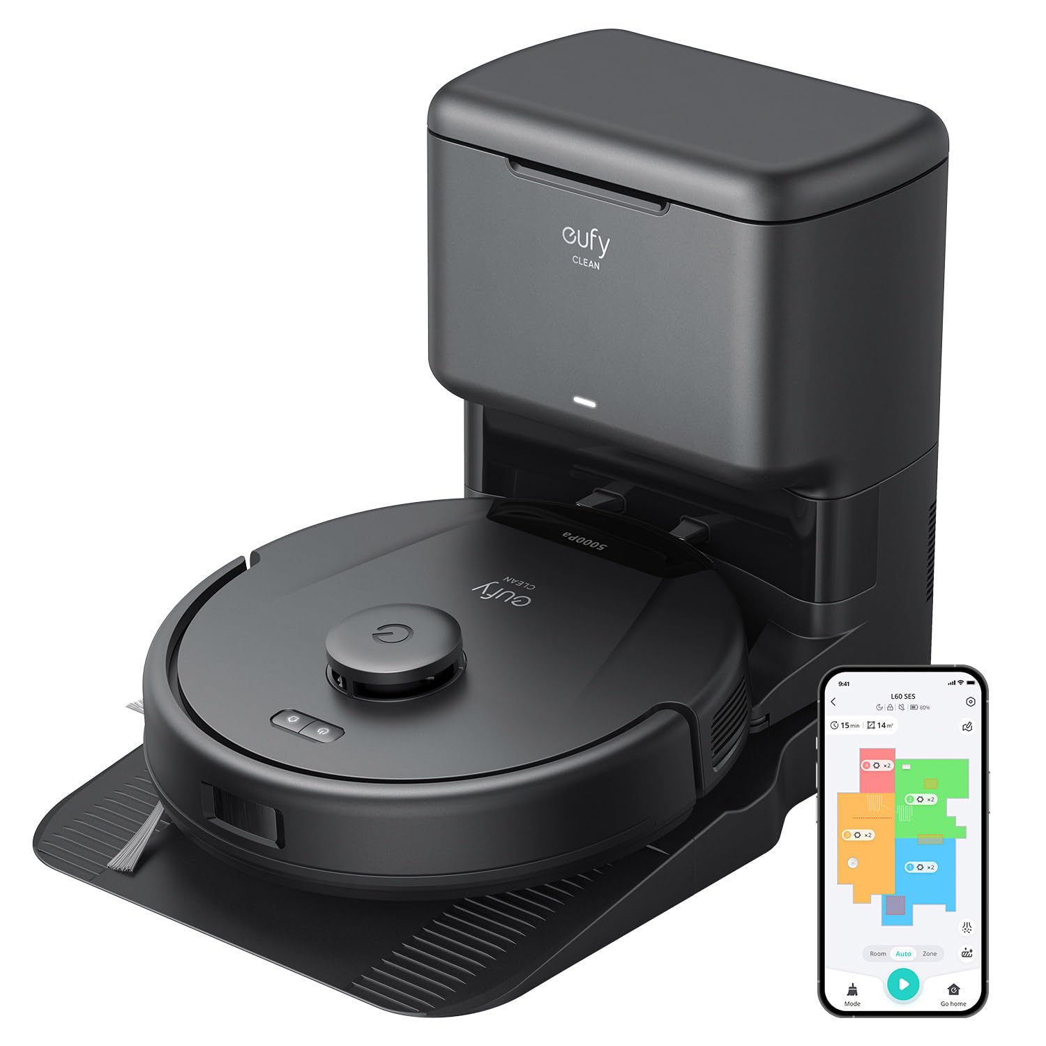 eufy L60 Robot Vacuum with Self-Empty Station - 6× Dust Bags Included - Smart Mapping, Strong Suction for Pet Hair & Hard Floors - Perfect for Home Cleaning & Pet Owners
