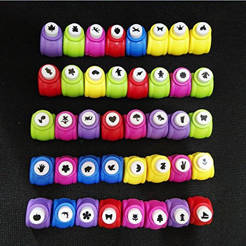 Worldoor Mini Paper Craft Punch Set - 40PCS Random Shapes & Colors for Scrapbooking, DIY Greeting Cards, Kids Crafts & Holiday Decorations | Perfect for Handmade Cards, Journals, Gift Wrapping & School Projects