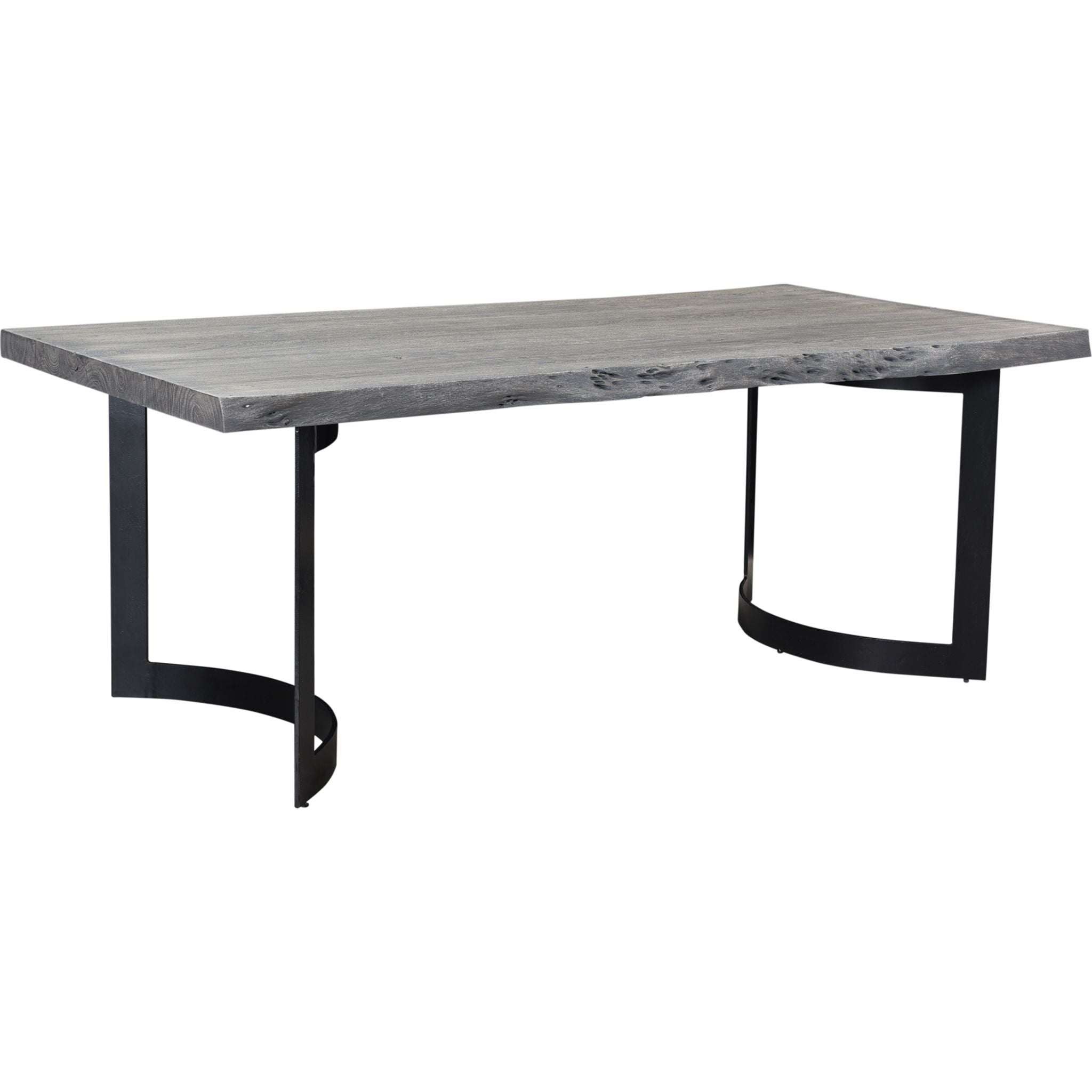Rustic Weathered Grey Bent Dining Table - Farmhouse Style Wooden Table for Kitchen & Dining Room - Perfect for Family Gatherings & Dinner Parties