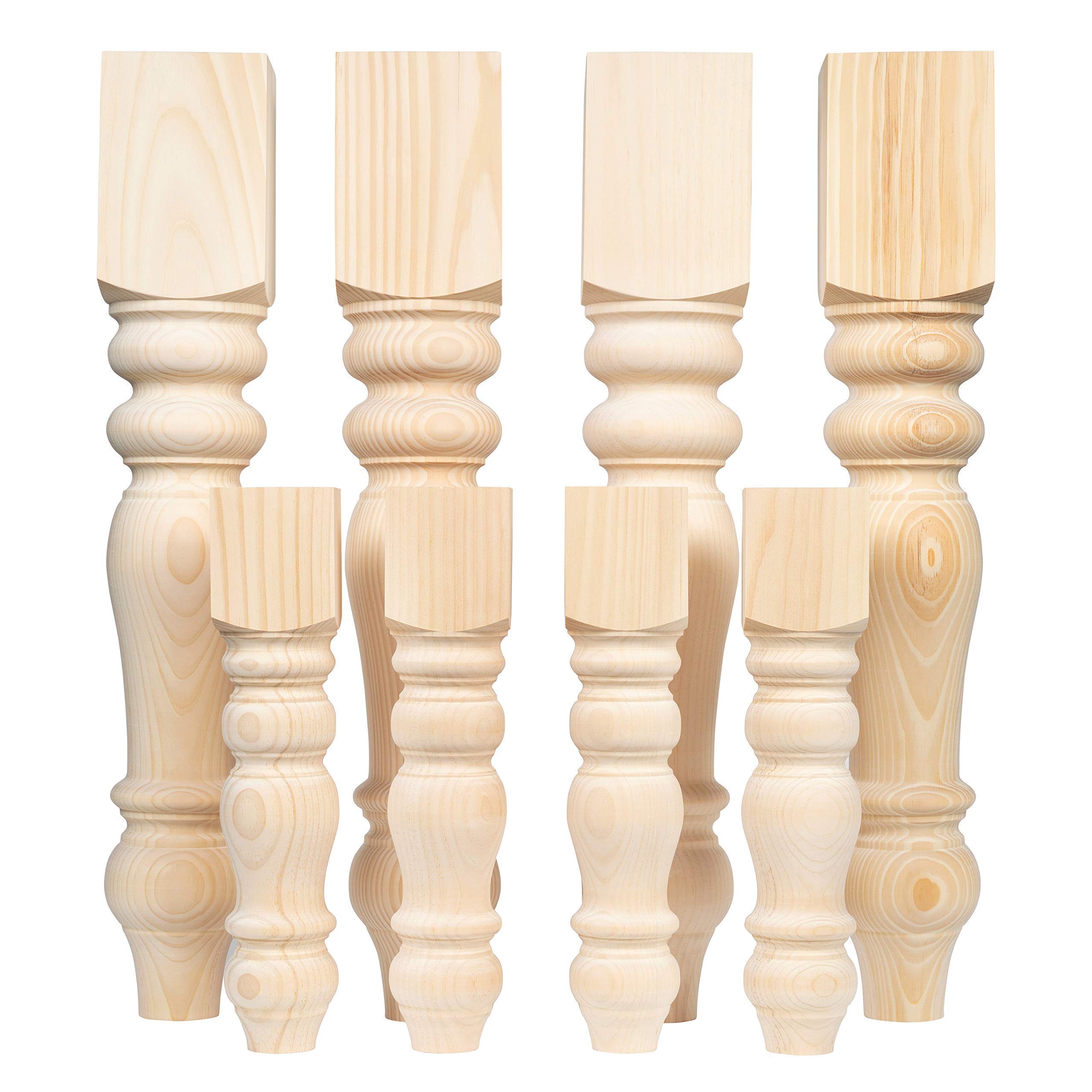 CAROLINA LEG CO. Handmade Chunky Pine Dining Table & Bench Legs Set - Farmhouse Style, Unfinished Wood - USA Made - Perfect for DIY Farmhouse Dining Tables & Benches