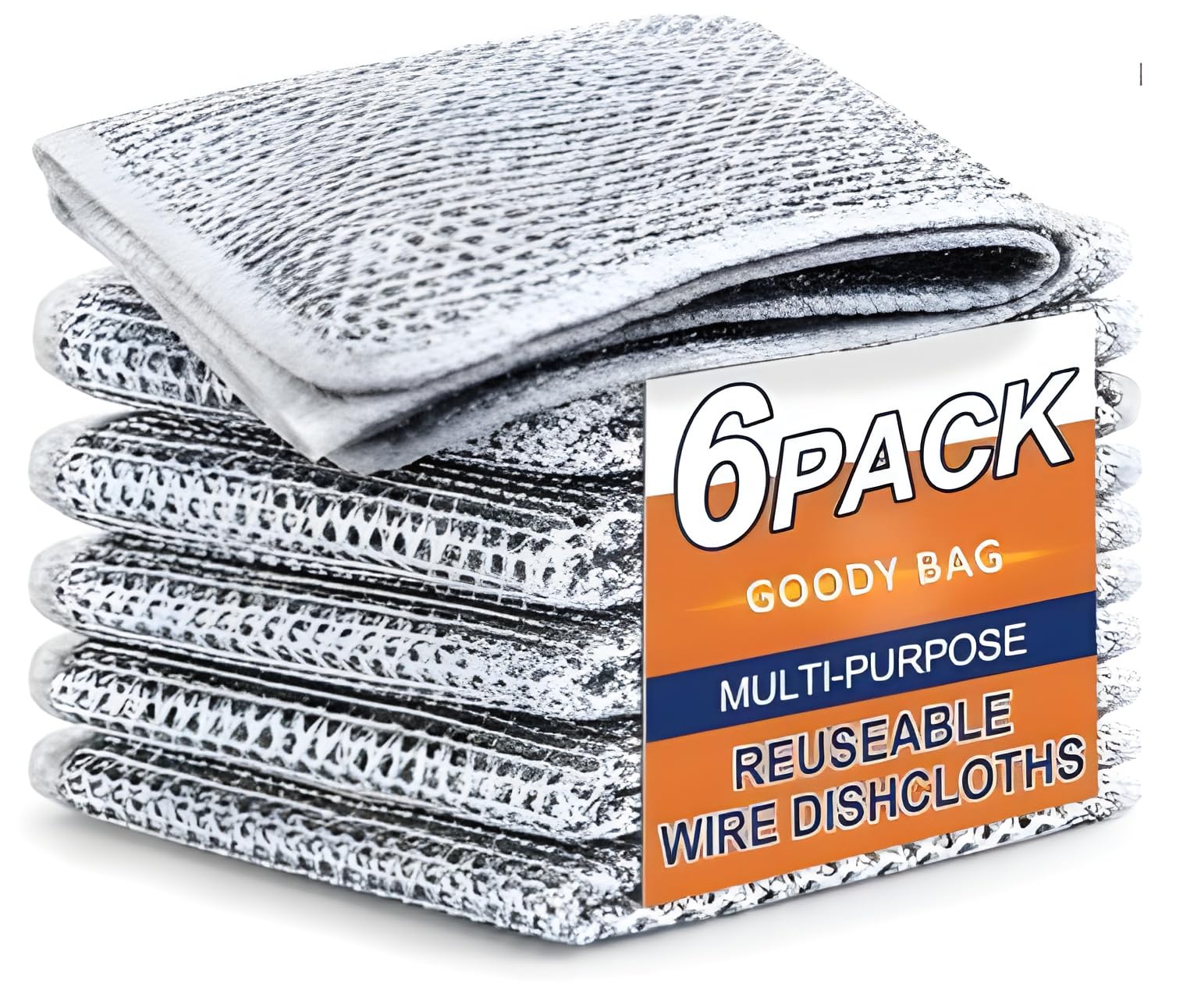 Premium Stainless Steel Scrubber Pads - 6 Pack Multipurpose Dishwashing Scourers | Non-Scratch Wire Dishcloths for Wet & Dry Cleaning | Heavy Duty Kitchen Scrub Pads for Dishes, Sinks, Countertops | Easy Rinse & Machine Washable | Perfect for Daily Kitchen Cleaning & Tough Stain Removal