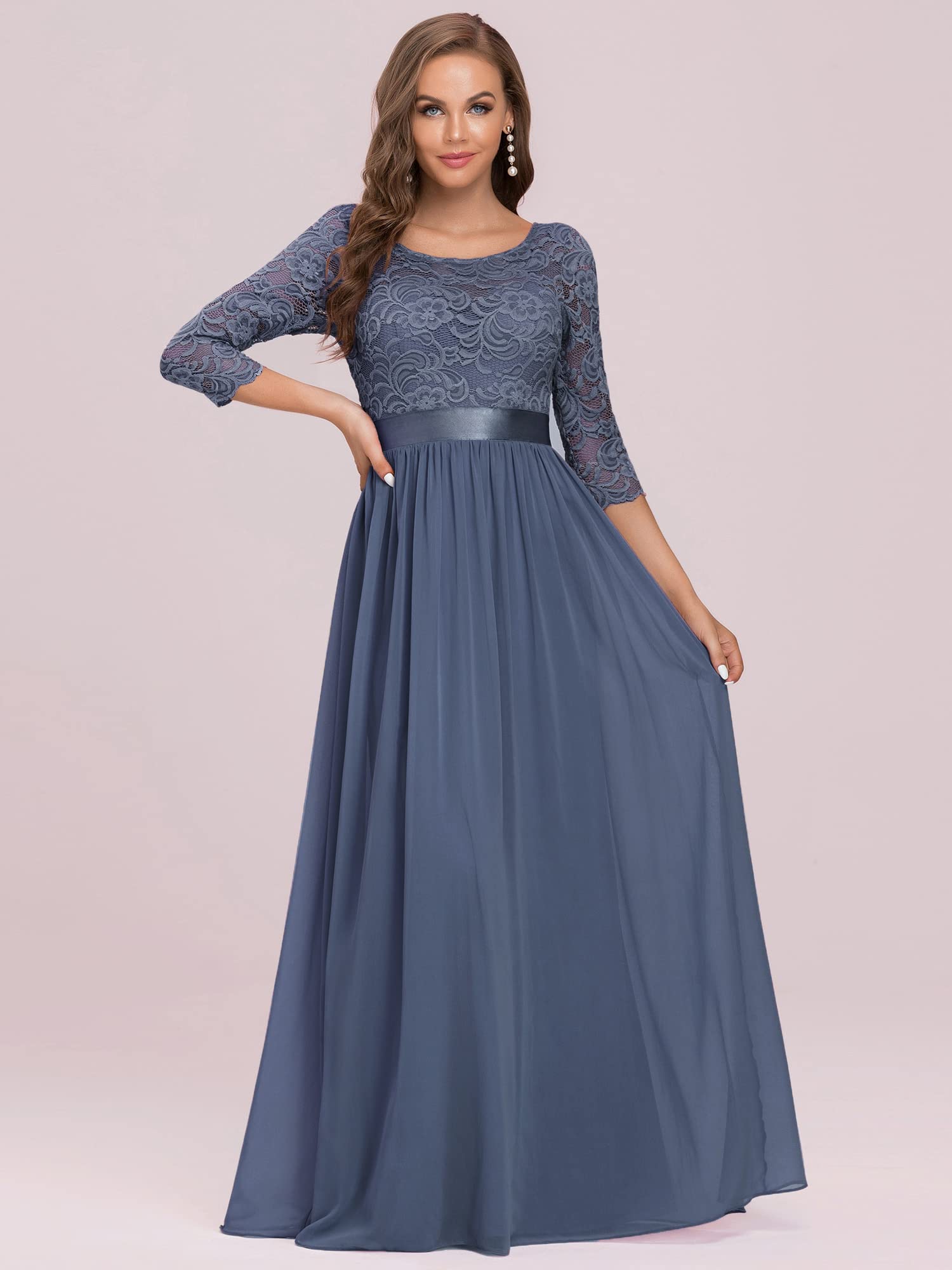 Ever-Pretty Women's 3/4 Sleeve Empire Waist Bridesmaid & Mother of The Bride Maxi Dresses - Perfect for Weddings, Formal Events & Special Occasions