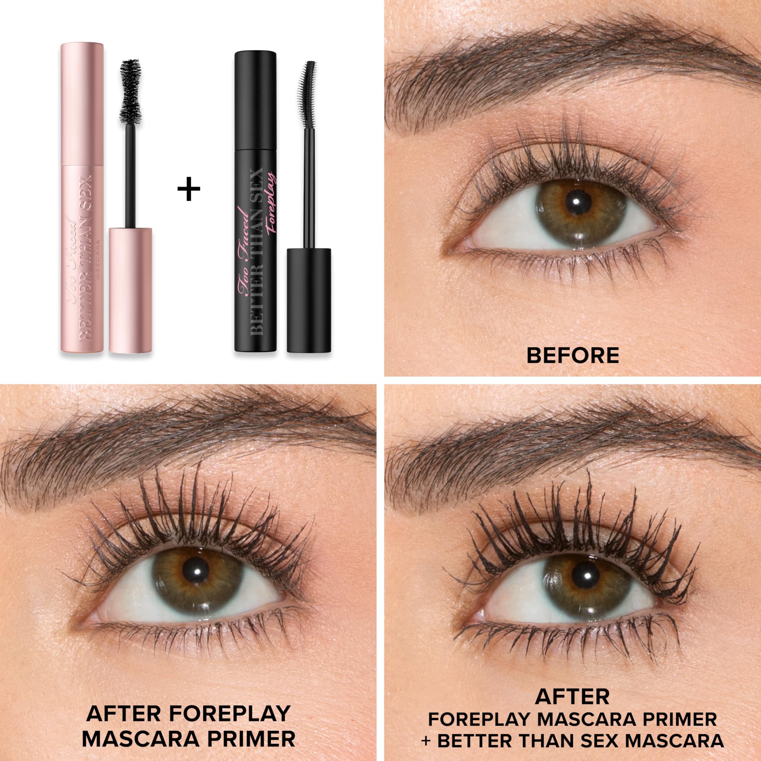 Too Faced Better Than Sex Foreplay Mascara Primer - Long Lasting Volumizing Lash Enhancer for Dramatic Eye Makeup | Perfect for Date Night & Special Occasions