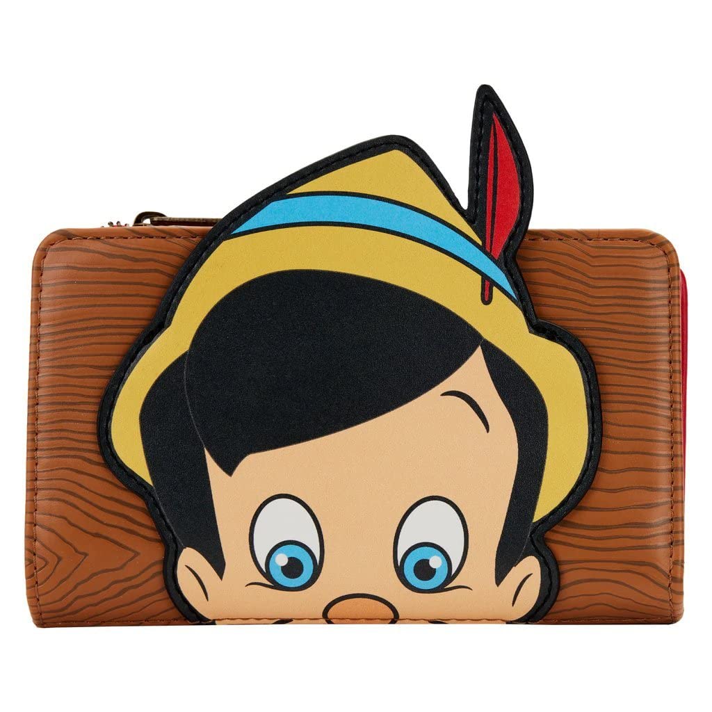 Loungefly Disney Pinocchio Peeking Faux Leather Flap Wallet - Cute Character Wallet for Disney Fans, Perfect for Theme Parks, Collectors & Everyday Use