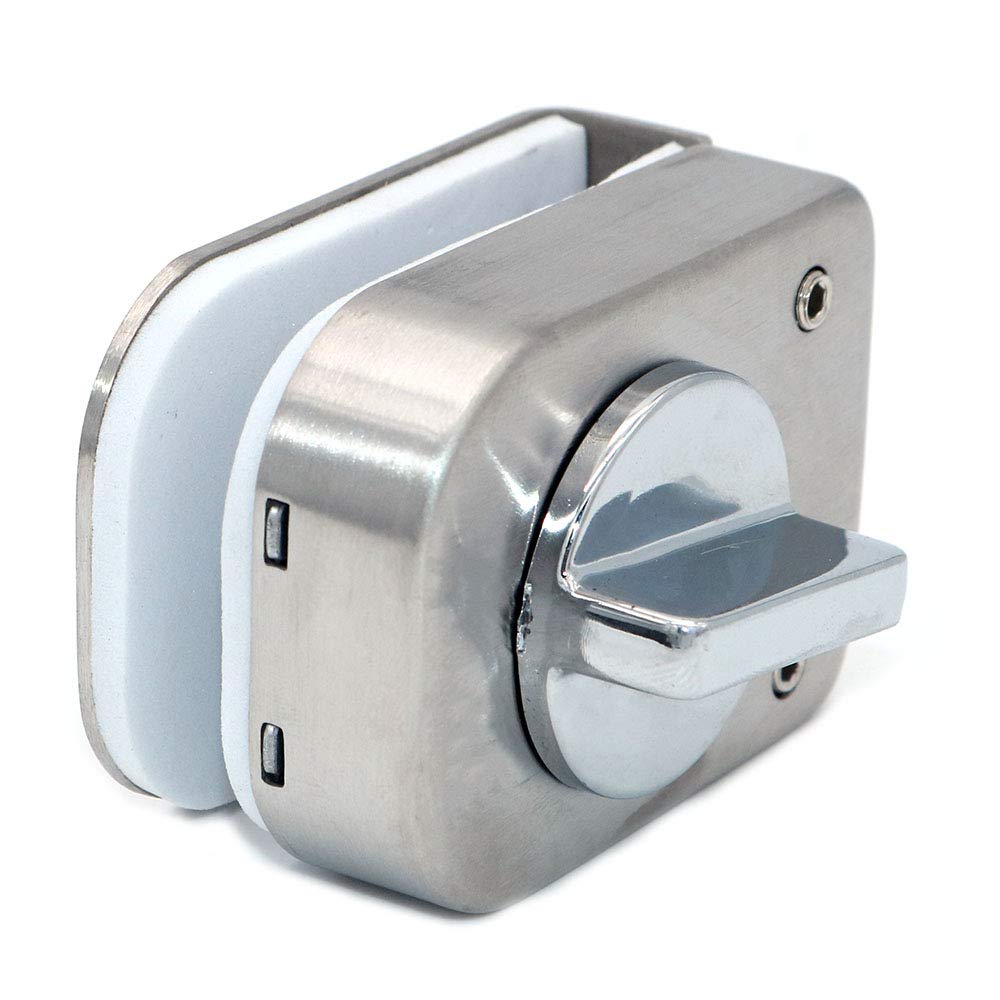 2 Pack NUZAMAS 304 Stainless Steel Glass Door Locks - Floor Latch Lock & Bolt Ground Lock for Bathroom, Toilet & Shop Frameless Glass Doors (Square Design) - Secure Privacy for Home, Office & Commercial Spaces