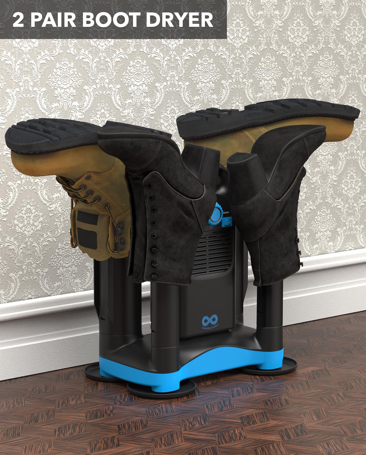 Everlasting Comfort Upgraded Boot Dryer - Fast 80-Minute Drying for Work Boots, Sneakers & Ski Gear | Electric Shoe Deodorizer with Heat Blower | Perfect for Drying Gloves, Helmets & Boxing Equipment After Sports & Outdoor Activities