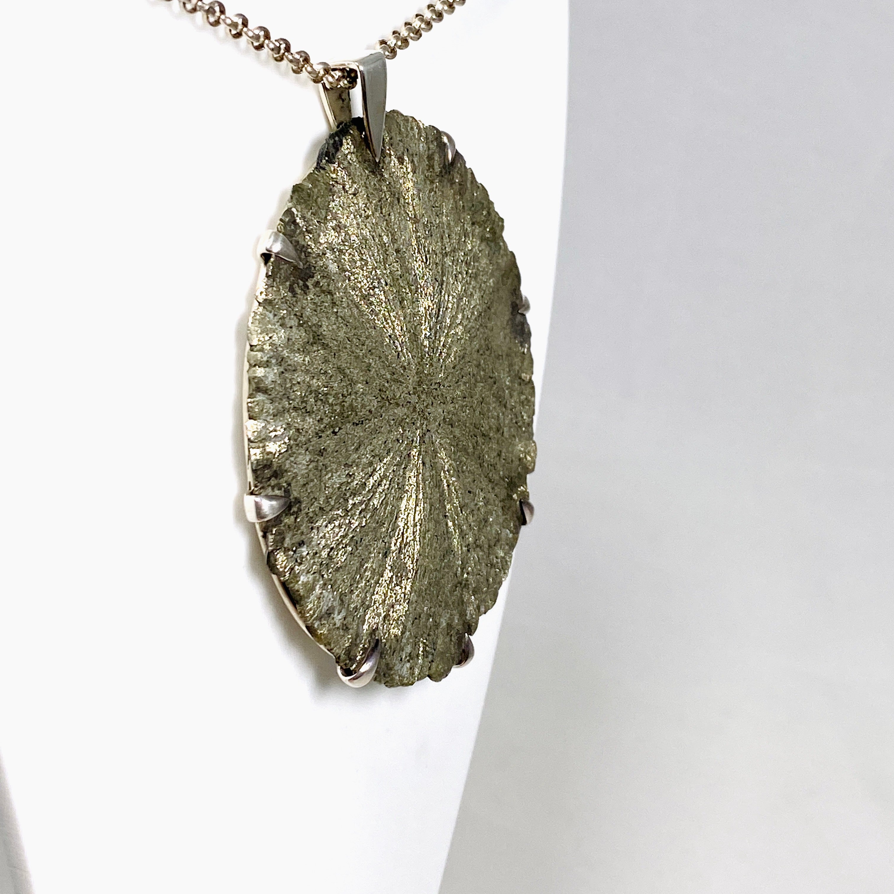 Natural Pyrite Sun Pendant Necklace - 72mm BTP Handmade Jewelry for Women - Perfect for Boho Fashion & Spiritual Healing