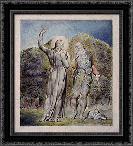 William Blake Framed Canvas Art - Christ Tempted by Satan 20x22 Inches, Black Ornate Wood Frame - Perfect for Home Decor, Church, or Office Wall Art