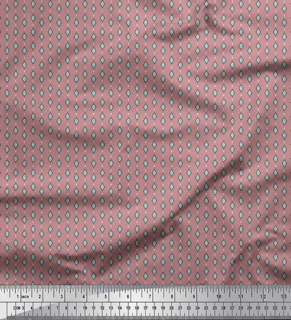 Soimoi Rayon Pink Fabric by The Yard - 42 Inch Wide Geometric Shirting with Heart & Diamond Print - Elegant Romantic Fabric for Dresses, Blouses, DIY Crafts & Home Decor Projects