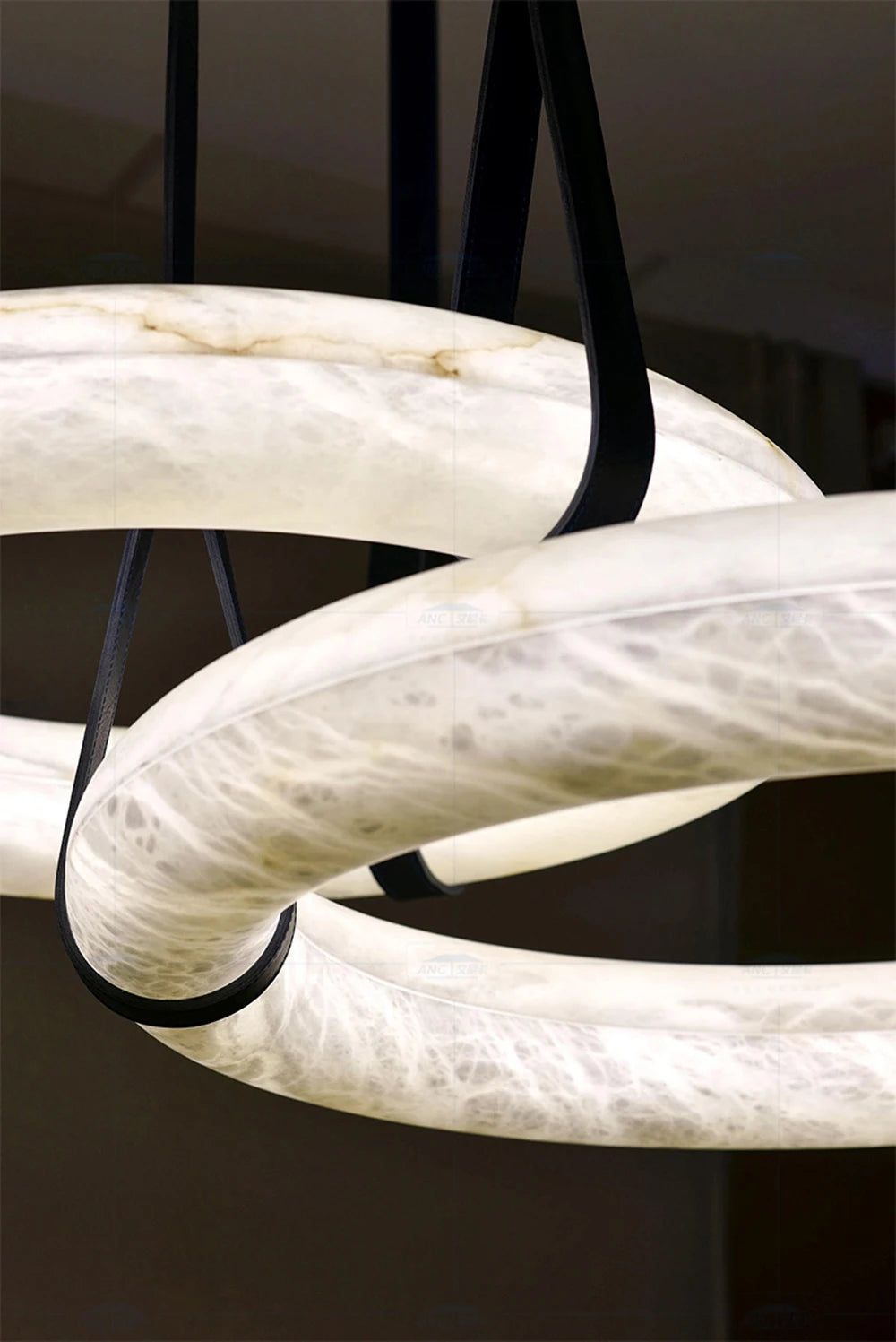 Spanish Marble Ring Chandelier - Elegant Crystal Lustre Lighting Fixture for Dining Room, Living Room, and Bedroom Decor