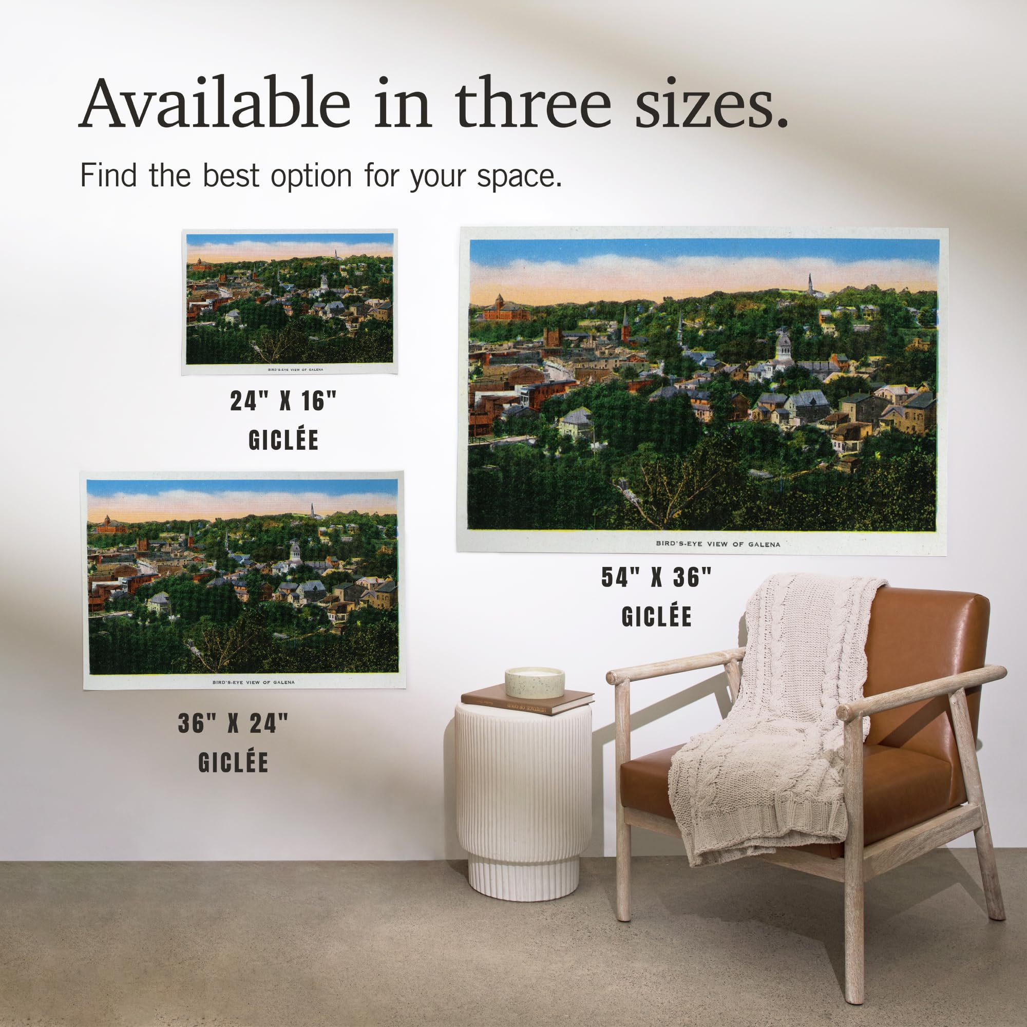 Lantern Press 16x24 Inch Giclee Print - Galena Illinois Panoramic Aerial View Wall Art | Home Decor, Office Decor & Gift Idea