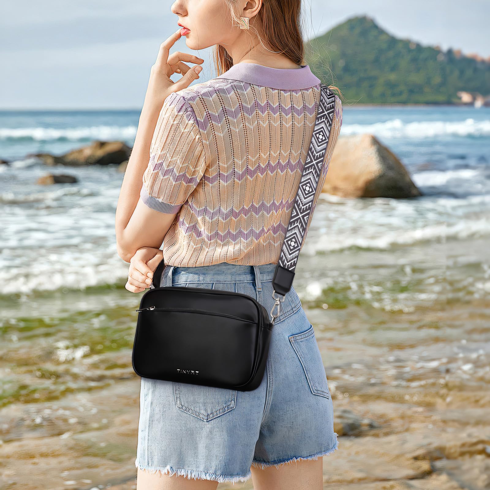 TINYAT Women's Small Crossbody Bag with Adjustable Wide Strap - Stylish Shoulder Purse for Everyday Use, Travel & Shopping
