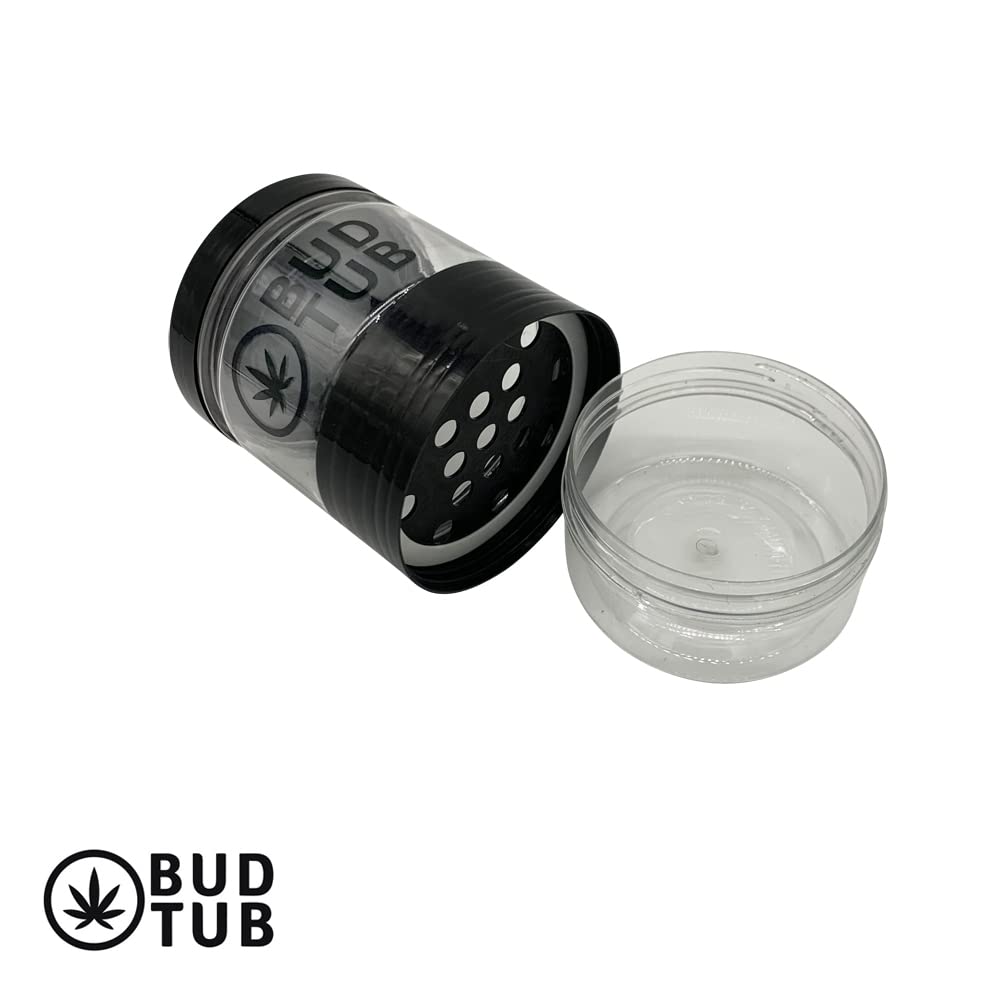 Airtight Smell Proof Herb Storage Jar with Magnetic Grinder & Shake Separator - Mini Plastic Container with Dual Seals for Freshness | Perfect for Kitchen, Travel & Cannabis Storage