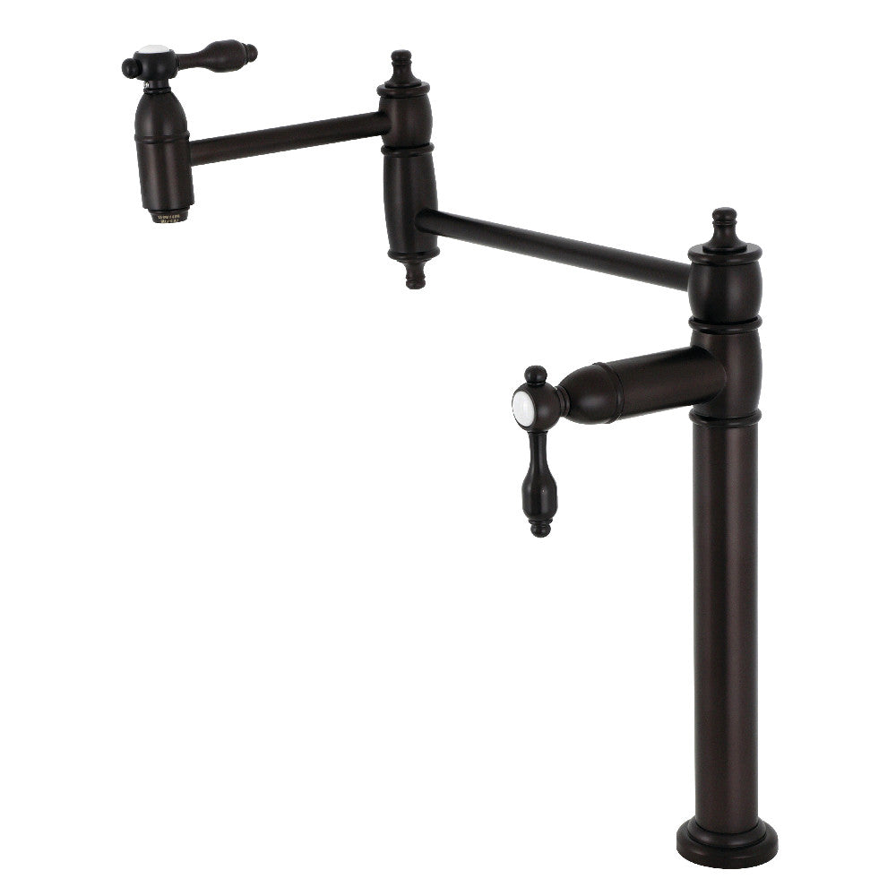 Kingston Brass Deck Mount Pot Filler Faucet - 18-Inch Stainless Steel Swivel Spout for Kitchen Sink - Perfect for Filling Large Pots & Pans While Cooking