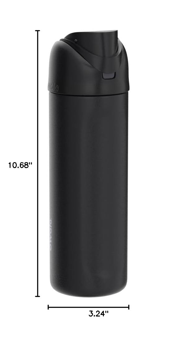 Owala FreeSip Insulated Stainless Steel Water Bottle with Straw - 24oz BPA-Free Leakproof Water Bottle for Gym, Hiking, Work & School - Very Very Dark Color - Keeps Drinks Cold 24H Hot 12H